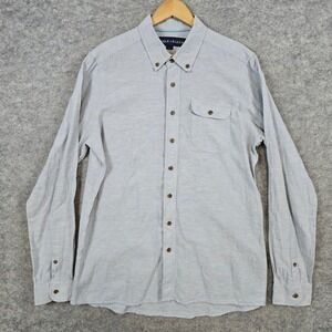 Fisher+Baker Men's Gray Button Down Shirt Size L Hemp/Organic Cotton Hippie Boho